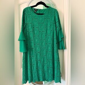Alfani Green Floral Lace Long Sleeve Dress